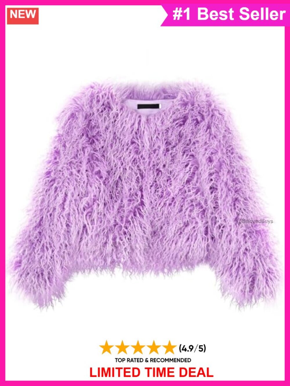 Faux Fur Long Sleeve Shaggy Winter Warm Coat Jacket